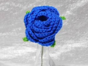 Crochet Closed Rose - Royal Blue